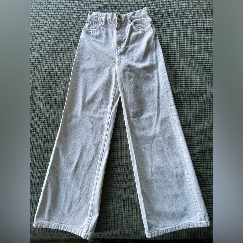 ZARA White Wide Leg Jeans